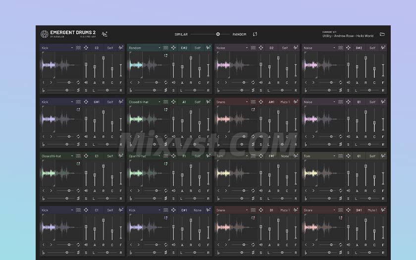 AI人工智能驱动生成鼓采样AudiaLab – Emergent Drums v2.0.2 WIM R2R合成器