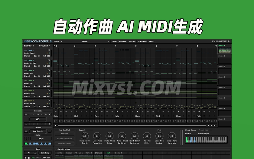 AI自动作曲插件W.A Production Instacomposer 3 v3.0.0.251014 WIN智能MIDI创作