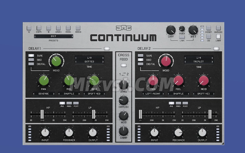 别只用普通延迟！Continuum 双引擎，回声秒变梦幻空间插件效果器United Plugins（JMG Sound）- Continuum v.1.0.0 WIN